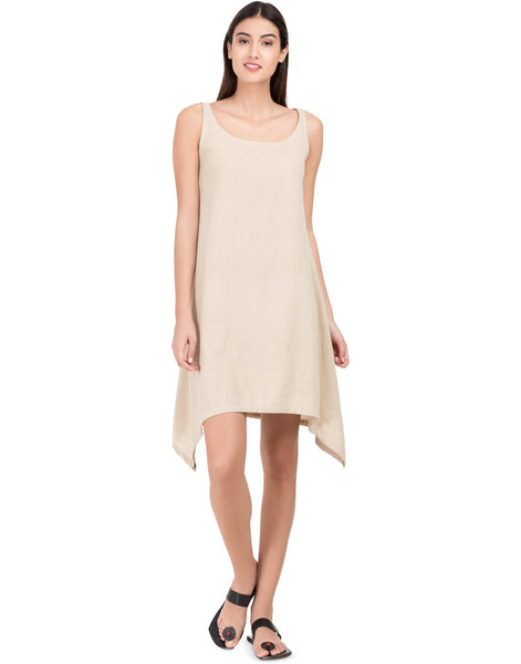 Cream Khadi Asymmetric Dress