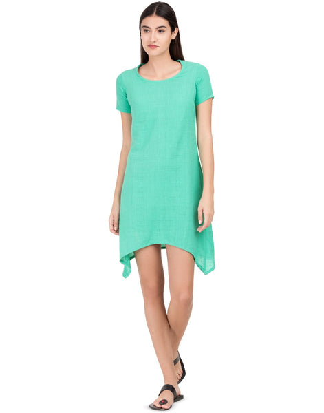 Green Khadi Basic Asymmetric Dress
