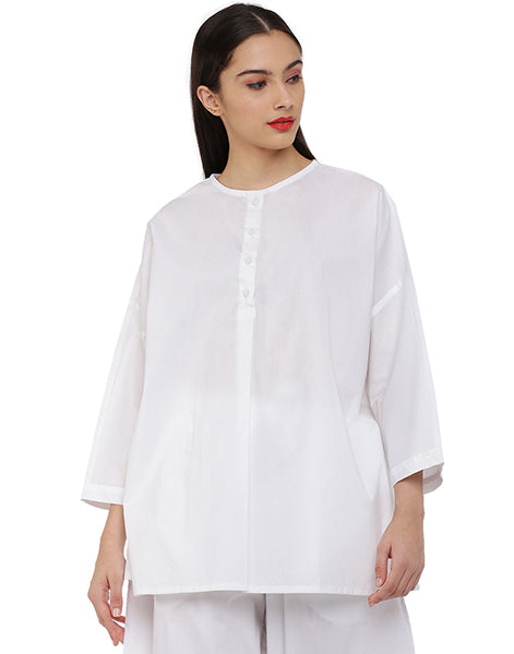 White Raglan kurta shirt
