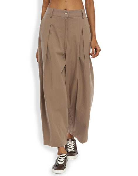 Brown Pleated Pant