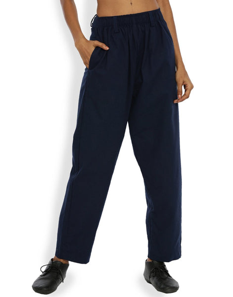 Navy Blue Front Gather Pant