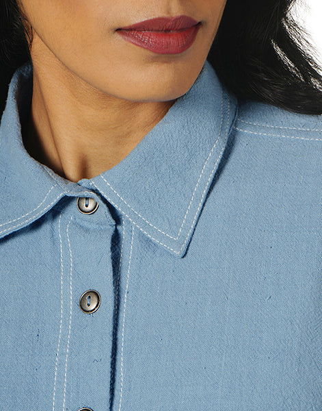 Light Blue Khadi Jeans Shirt