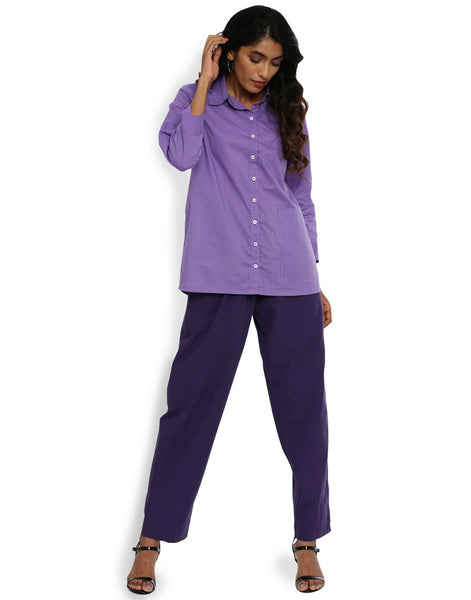 Purple Front Gather Pant