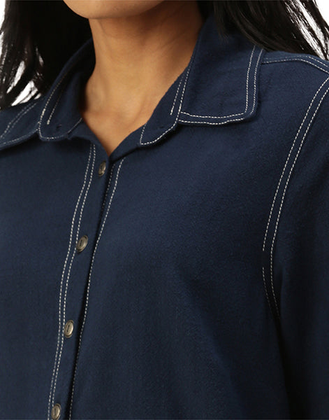 Dark Blue Khadi Jeans Shirt