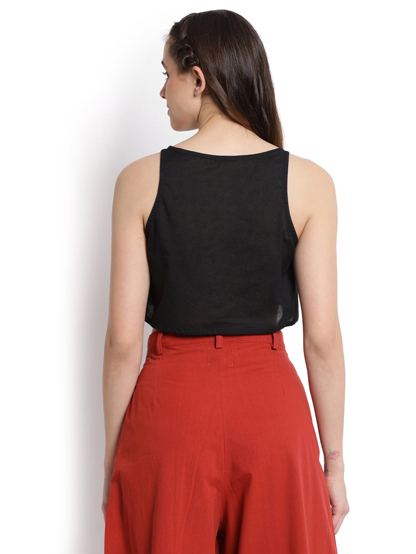 Black Boat Neck Crop Top