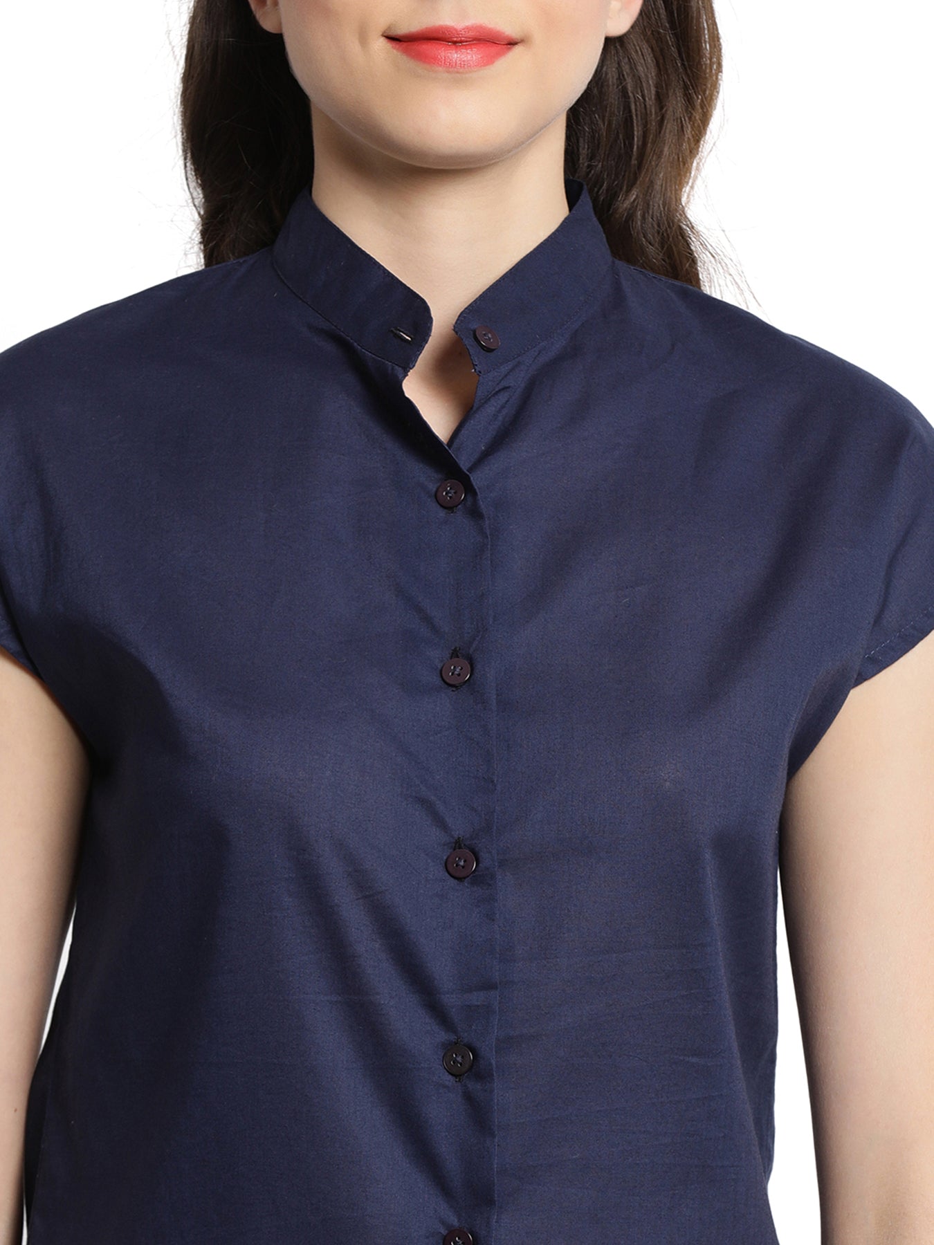 Dark Navy Blue Mandarin Top