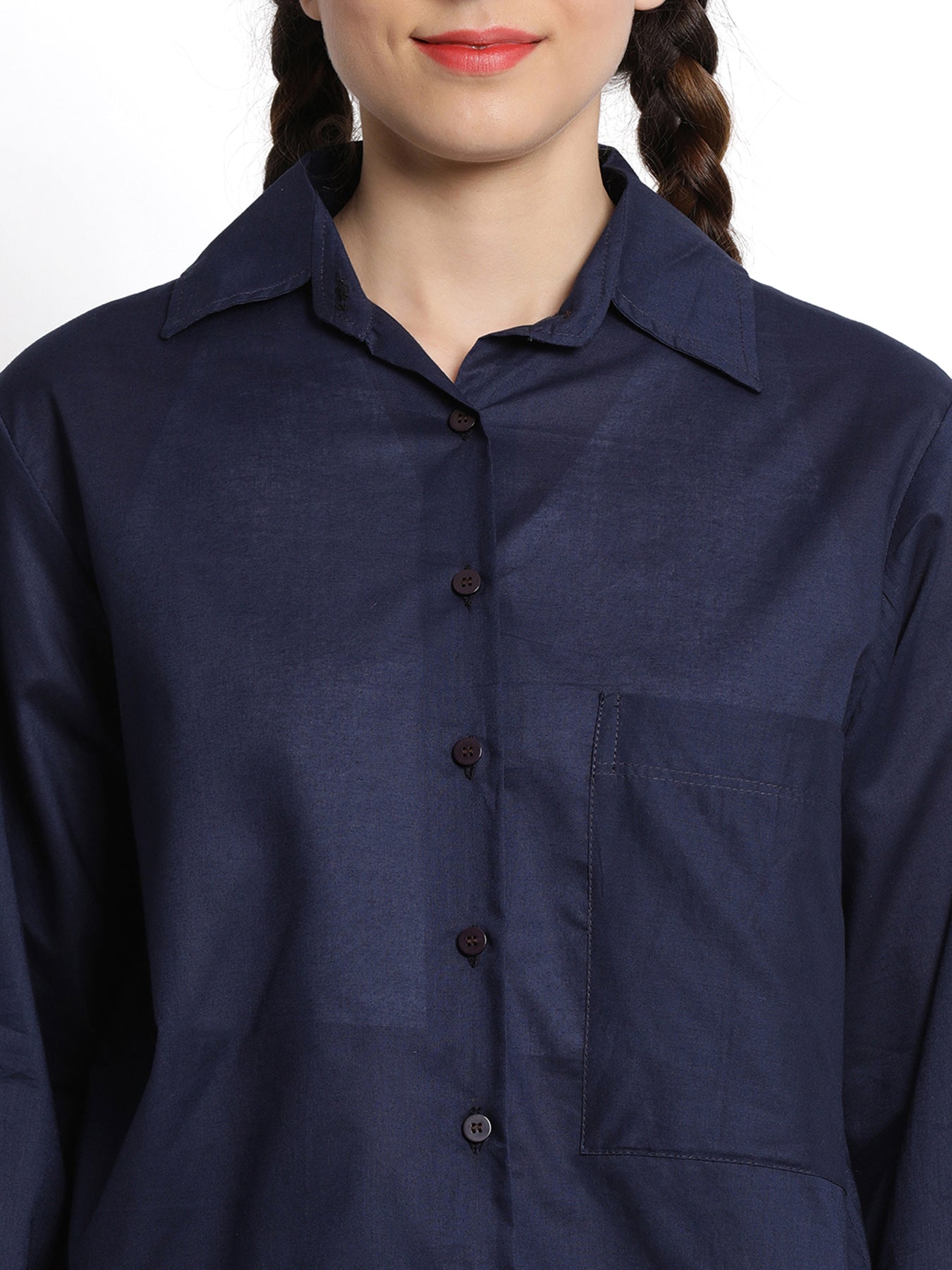 Dark Navy Blue Cropped Shirt