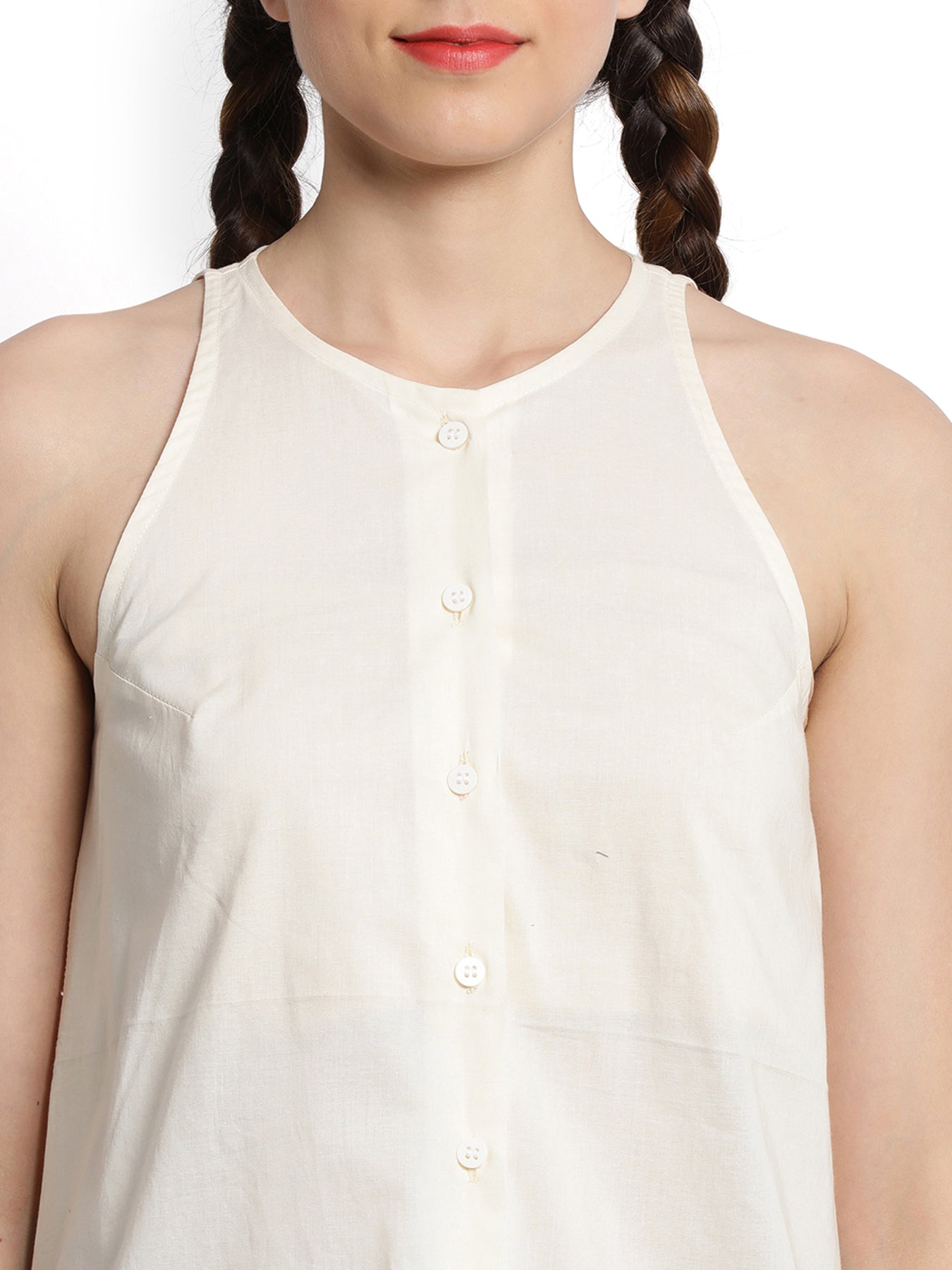 Cream Flared Halter Top