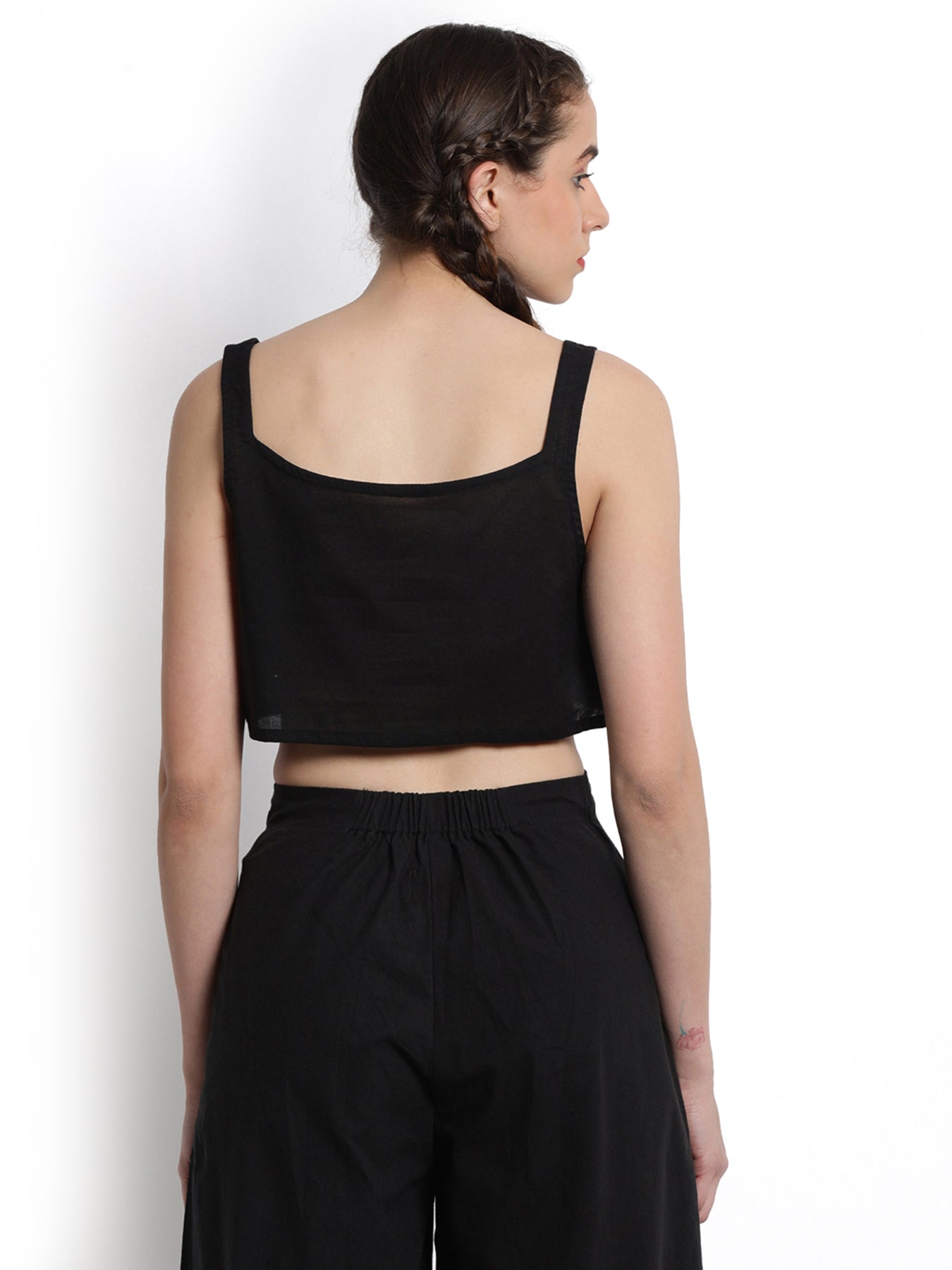 Black Crop Top With Straps