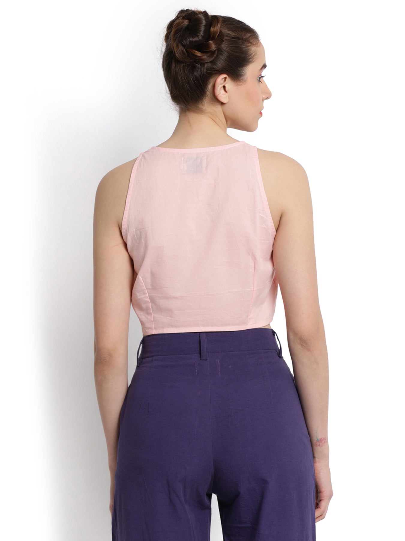 Baby Pink Knotted Crop Top