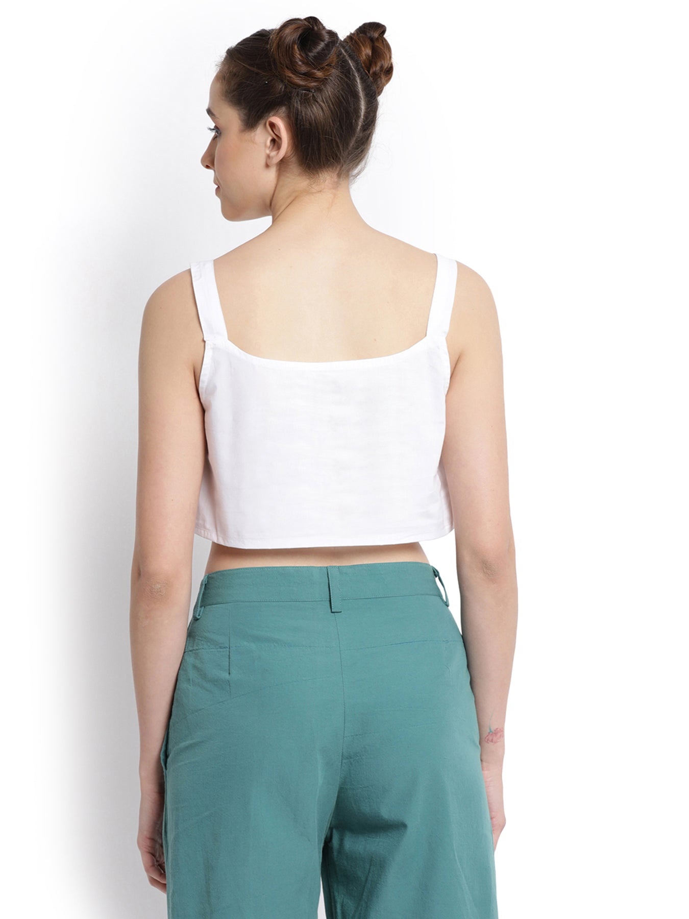 White Crop Top With Straps