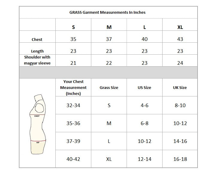 Mandarin Top Size Chart
