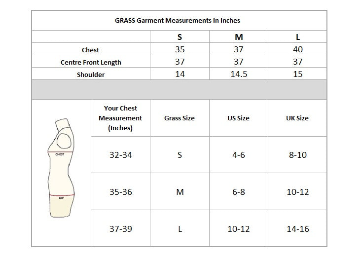 Dipping Dress Size Chart