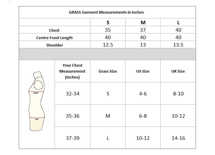 Layered Dipping Dress Size Chart
