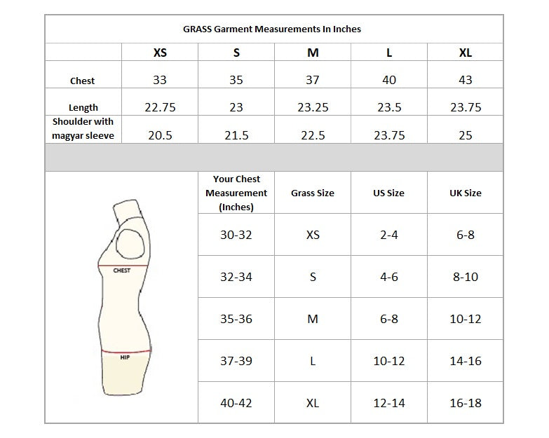 Kites Mandarin Top Size Chart