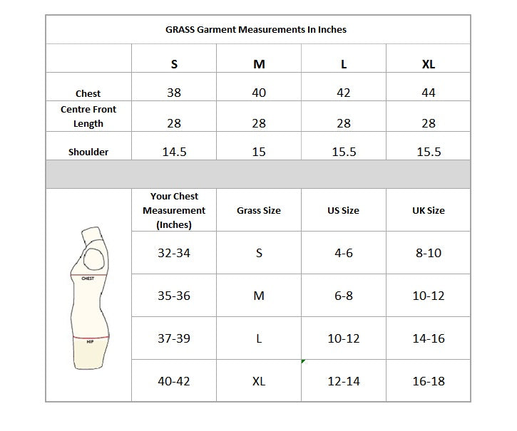 Safari Shirt size chart