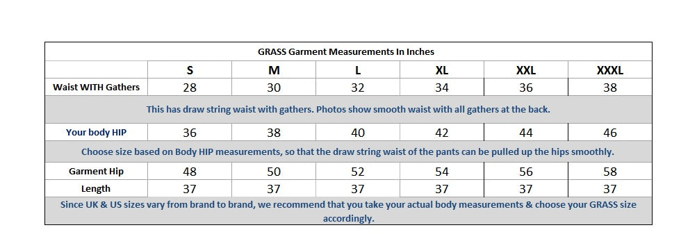 Salwar Pant Size Chart