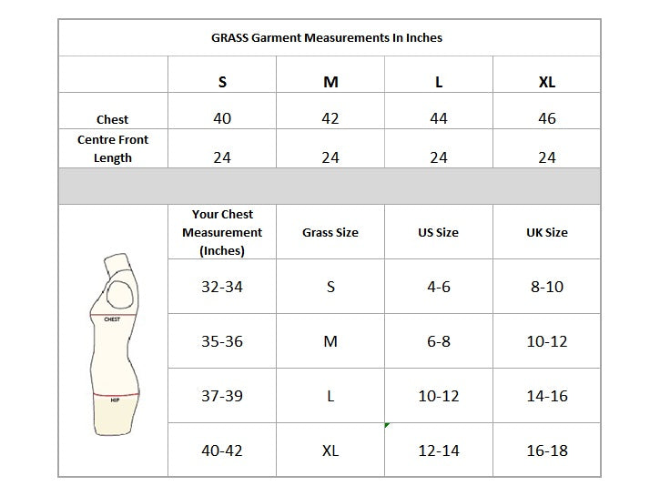Side Gather Top size chart