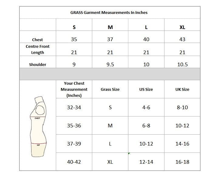 Front Gather Halter Top size chart