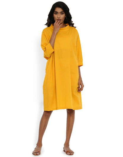 Golden Yellow High Neck Dress