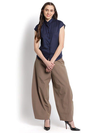 Brown Fitted Cocoon Pant