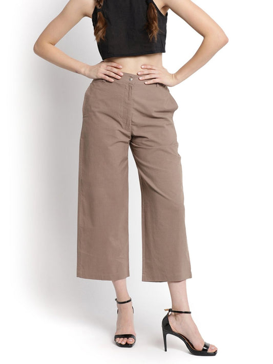 Brown Wide Cropped Pant