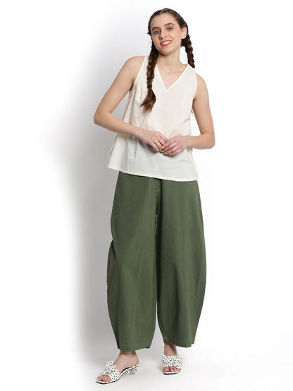 Military Green Fitted Cocoon Pant