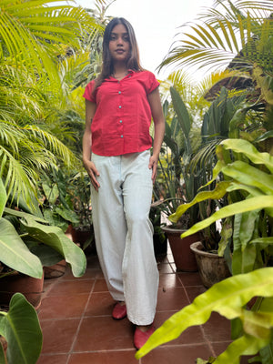 Ice Blue Fitted Cocoon Khadi Jeans