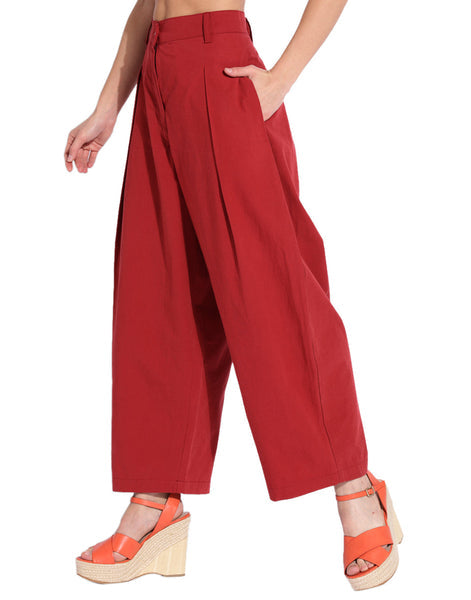 Maroon Pleated Pant