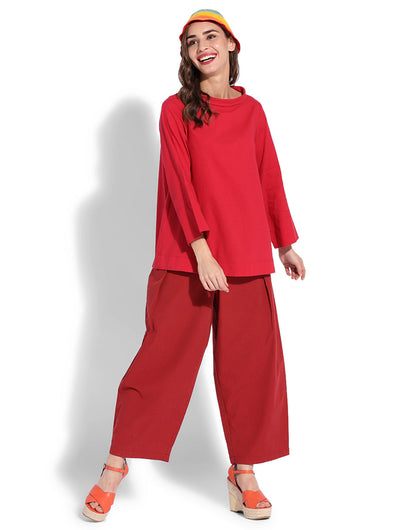 Maroon Pleated Pant