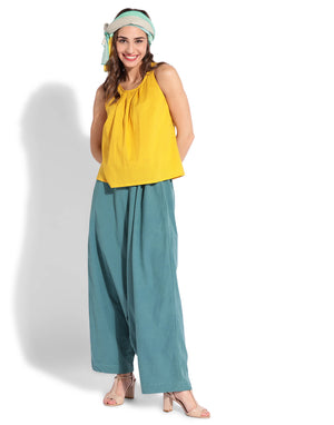 Golden Yellow Front Gather Halter Top