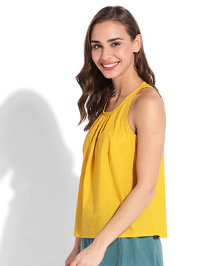 Golden Yellow Front Gather Halter Top