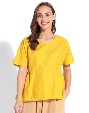 Golden Yellow Side Gather Top