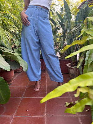 Light Blue Fitted cocoon Khadi Jeans