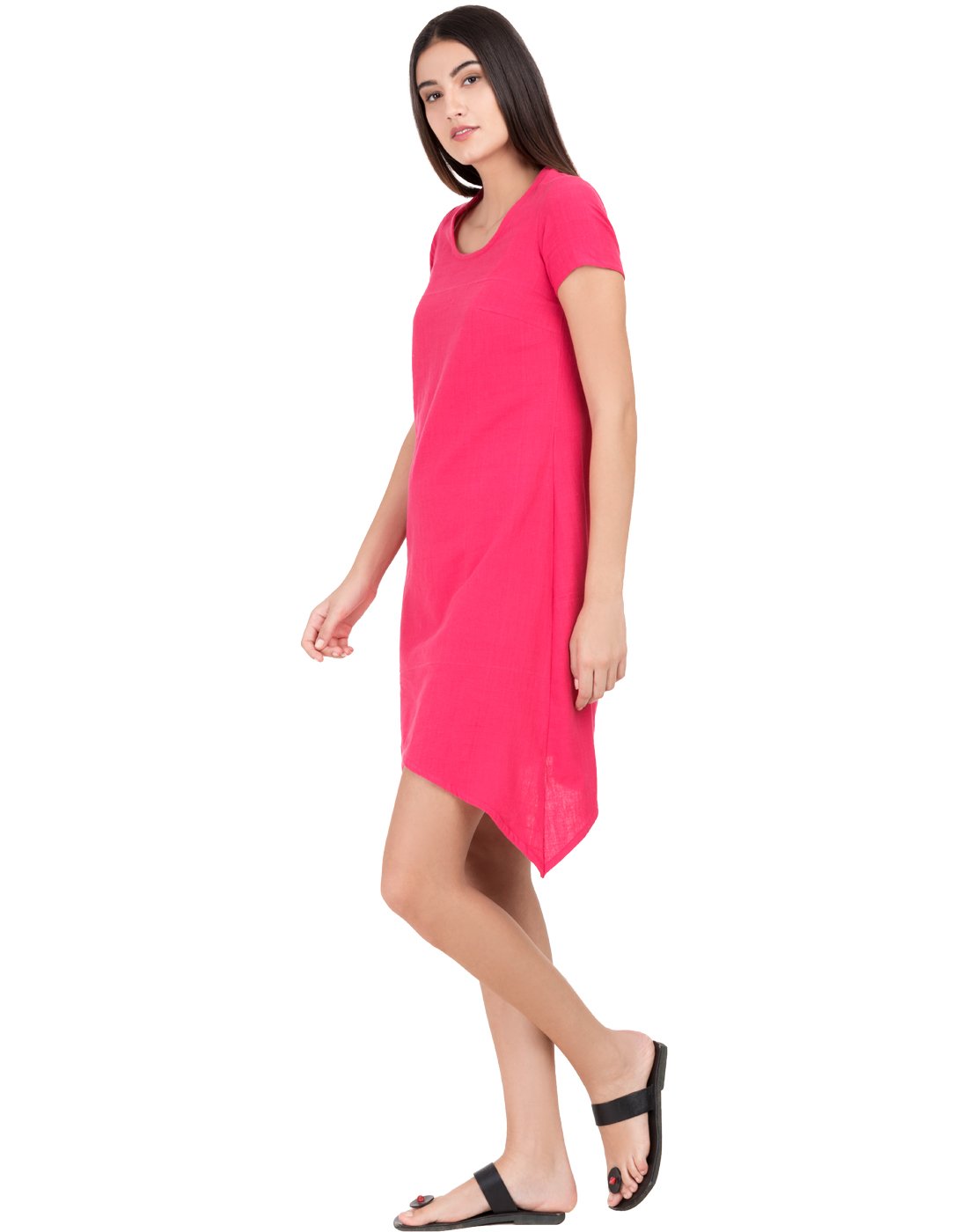 Pink Khadi Basic Asymmetric Dress