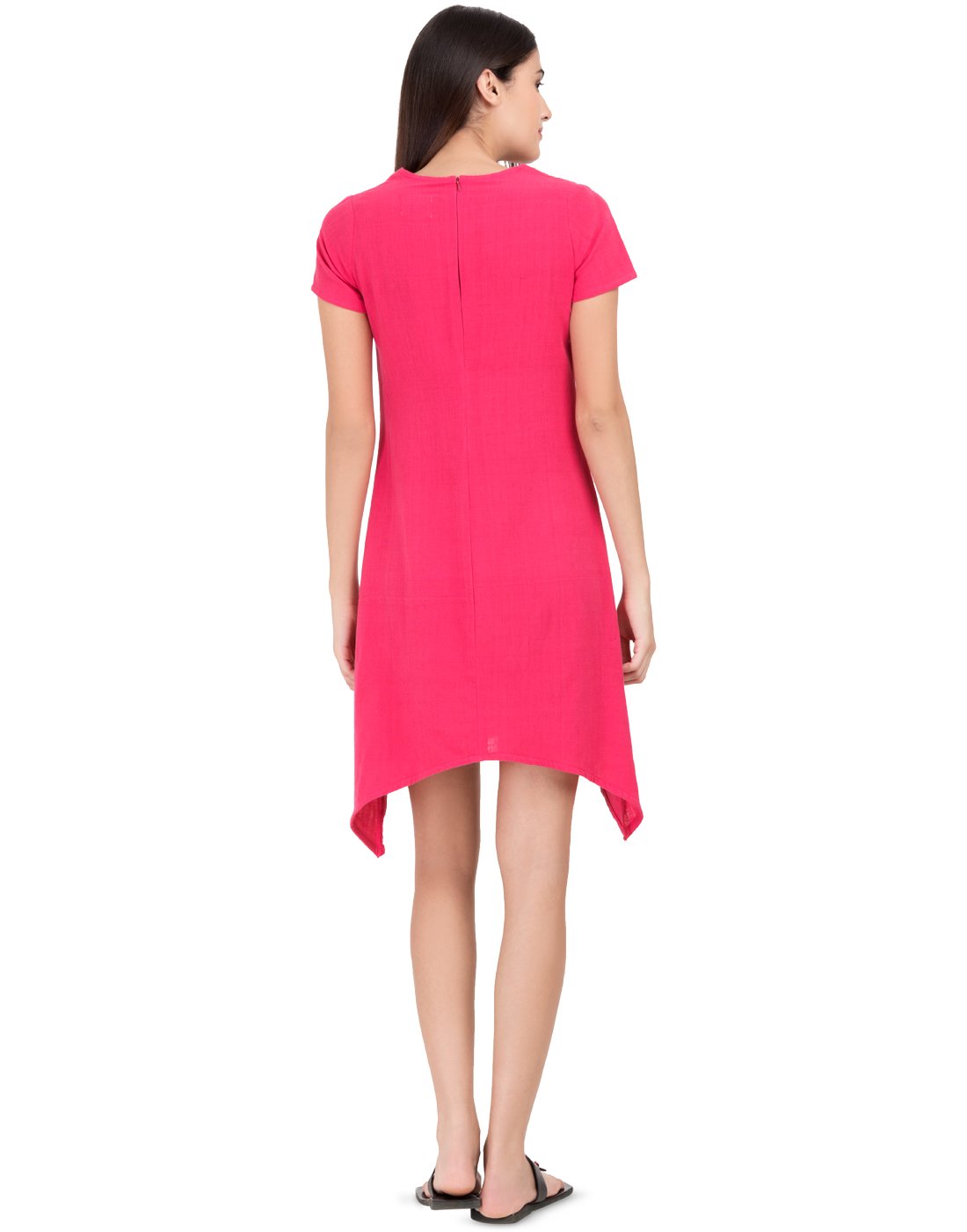 Pink Khadi Basic Asymmetric Dress