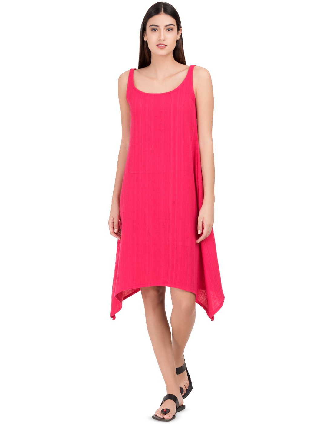 Pink Khadi Asymmetric Dress