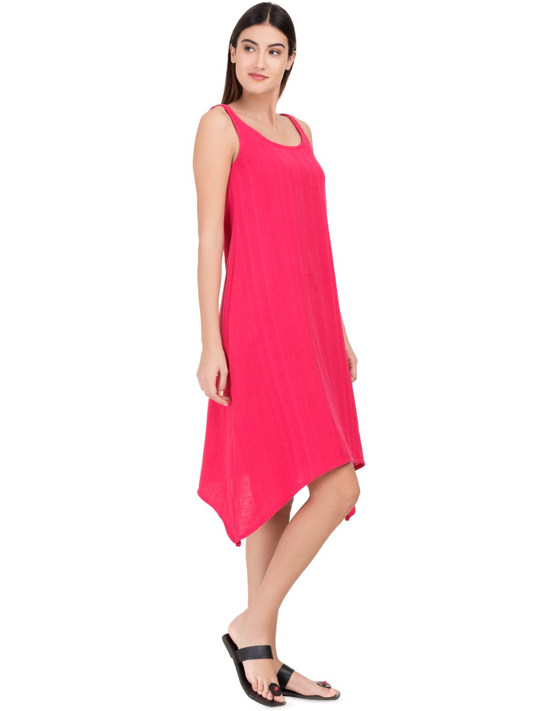 Pink Khadi Asymmetric Dress