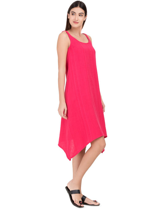 Pink Khadi Asymmetric Dress