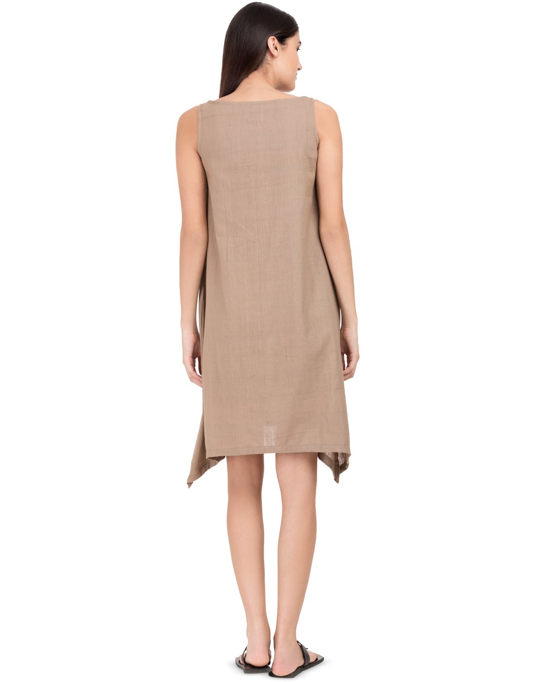 Khaki Khadi Asymmetric Dress