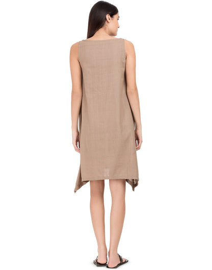 Khaki Khadi Asymmetric Dress