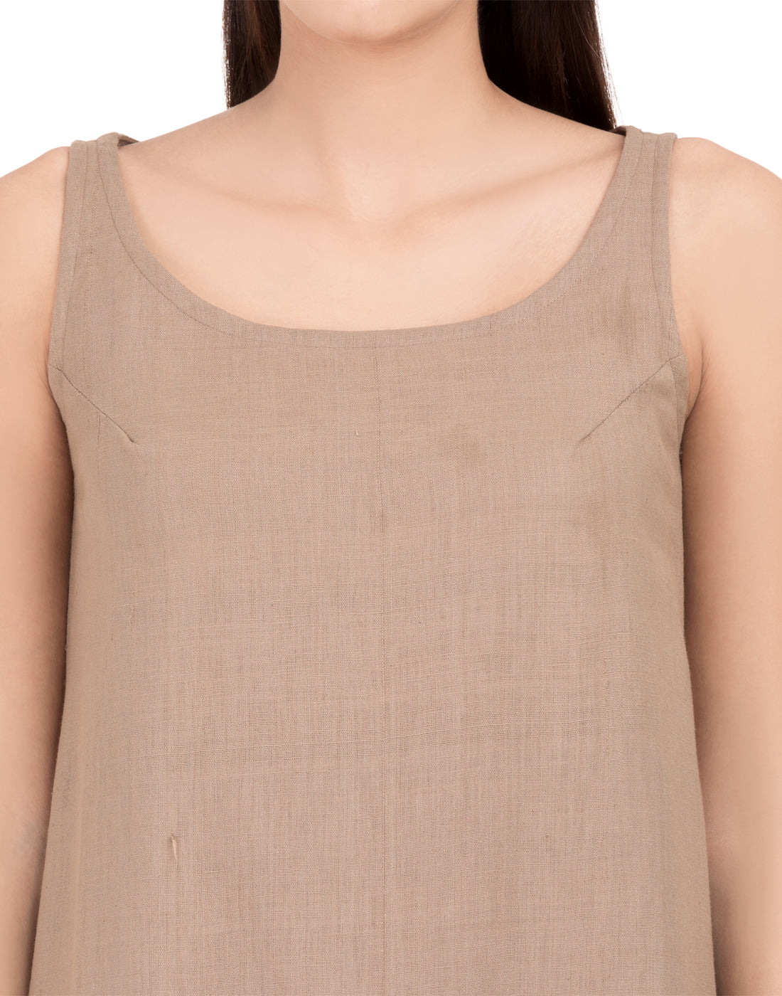 Khaki Khadi Asymmetric Dress