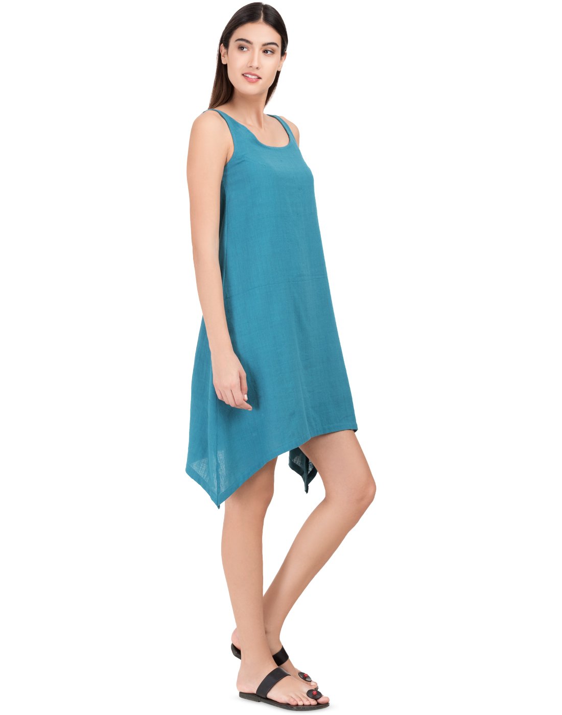 Blue Khadi Asymmetric Dress