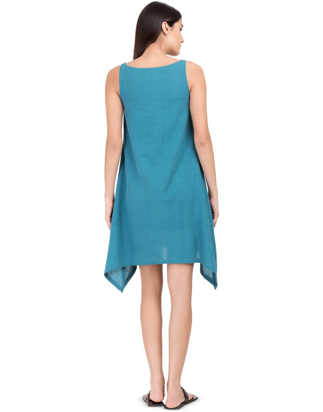 Blue Khadi Asymmetric Dress