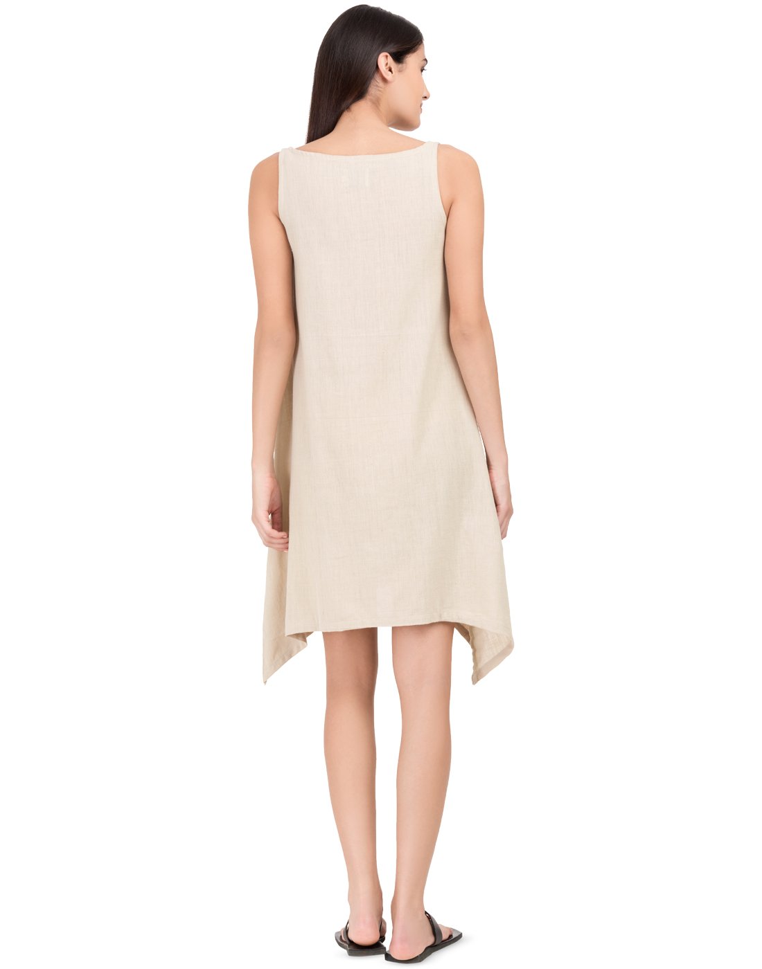 Cream Khadi Asymmetric Dress