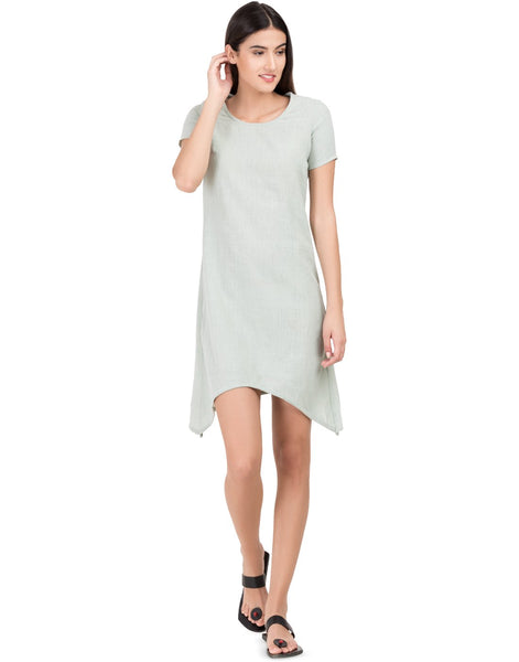 Grey  Khadi Basic Asymmetric Dress
