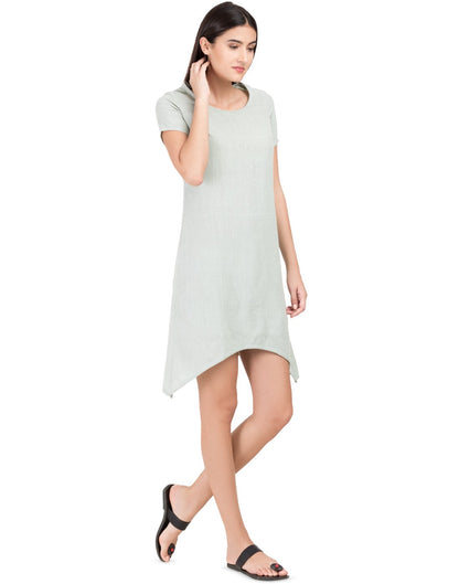 Grey  Khadi Basic Asymmetric Dress