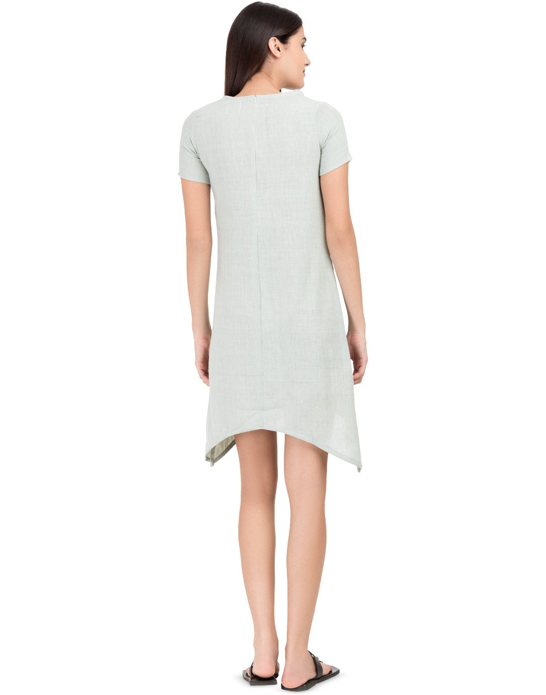 Grey  Khadi Basic Asymmetric Dress