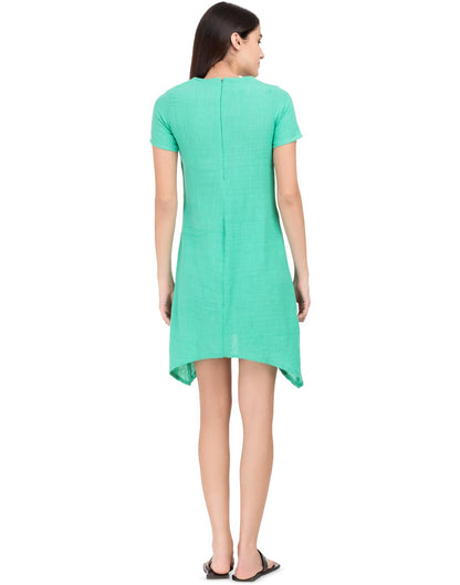 Green Khadi Basic Asymmetric Dress