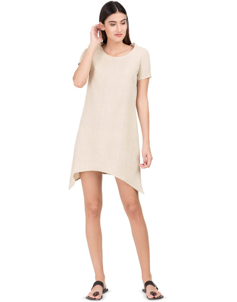 Cream Khadi Basic Asymmetric Dress